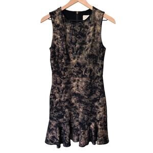 Nicole Miller Artelier Smudge Glaze Black Gold Dress